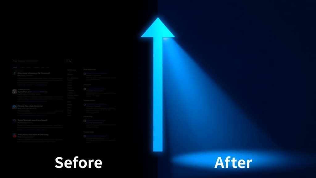 Before and after transformation showing business visibility improvement through AEO