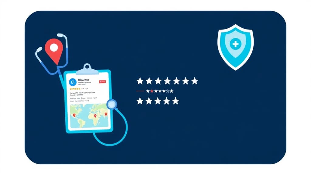 Calm therapy office with a map pin overlay representing a counseling practice ranking in local search