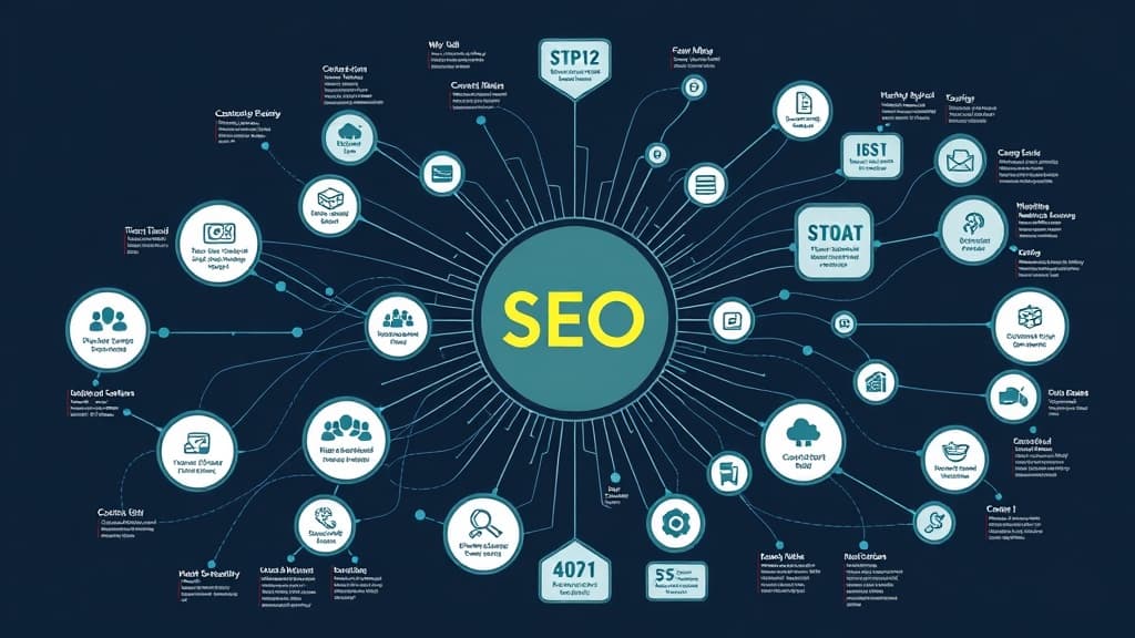 Map with location pins, search bar, and local business icons representing comprehensive local SEO strategy for 2026