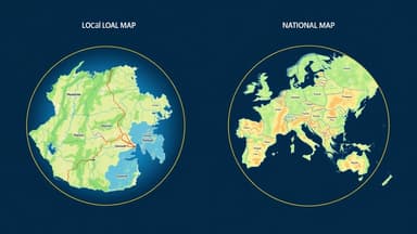 Split comparison graphic showing local map results on one side and national organic search results on the other
