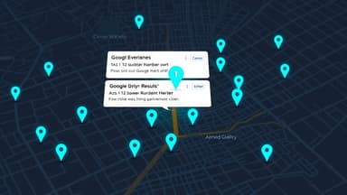 Google Map Pack search results on a mobile phone showing three local businesses pinned on a map with star ratings and directions