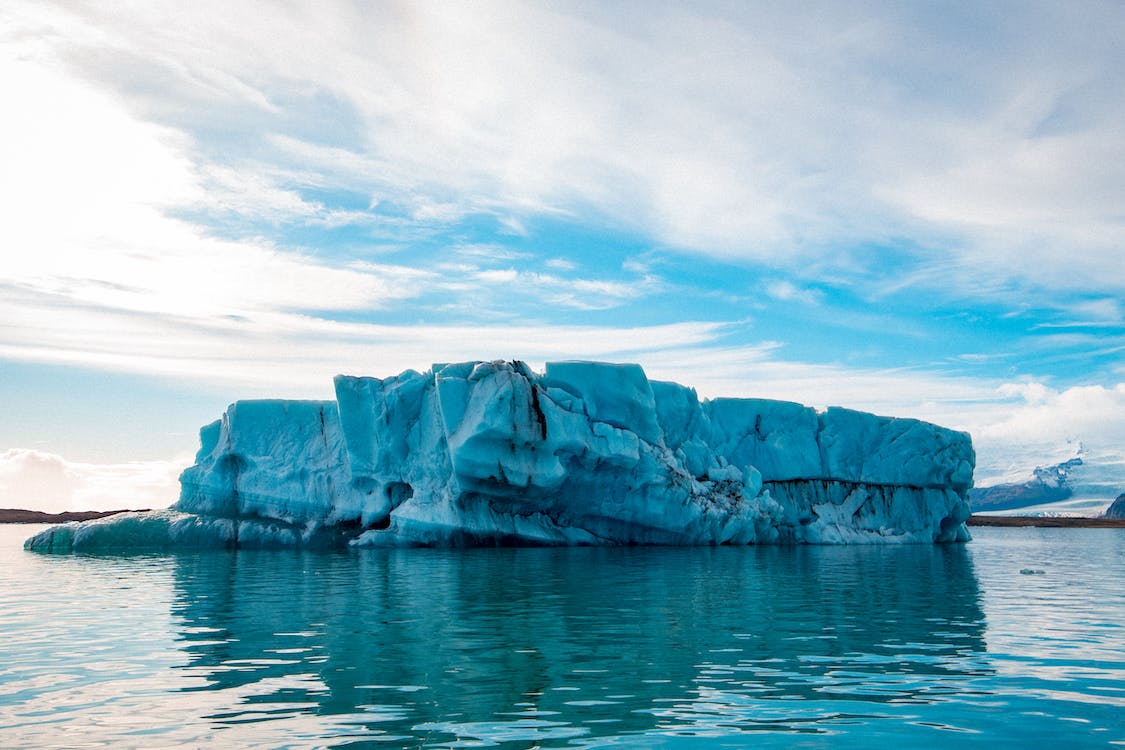 Rectangular shaped iceberg in the sea
