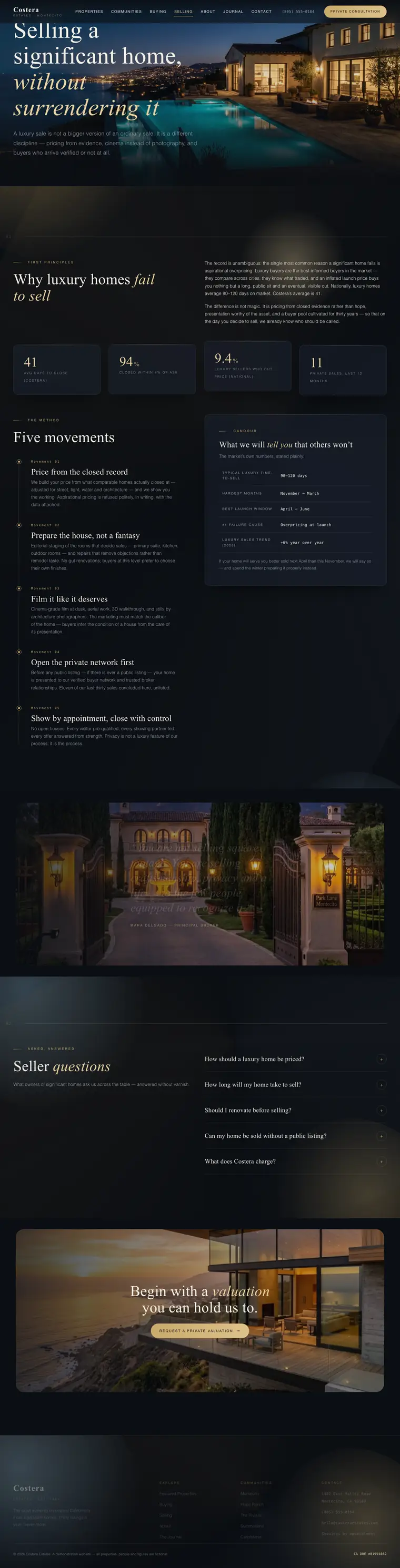 Modern search-optimized Costera Estates website