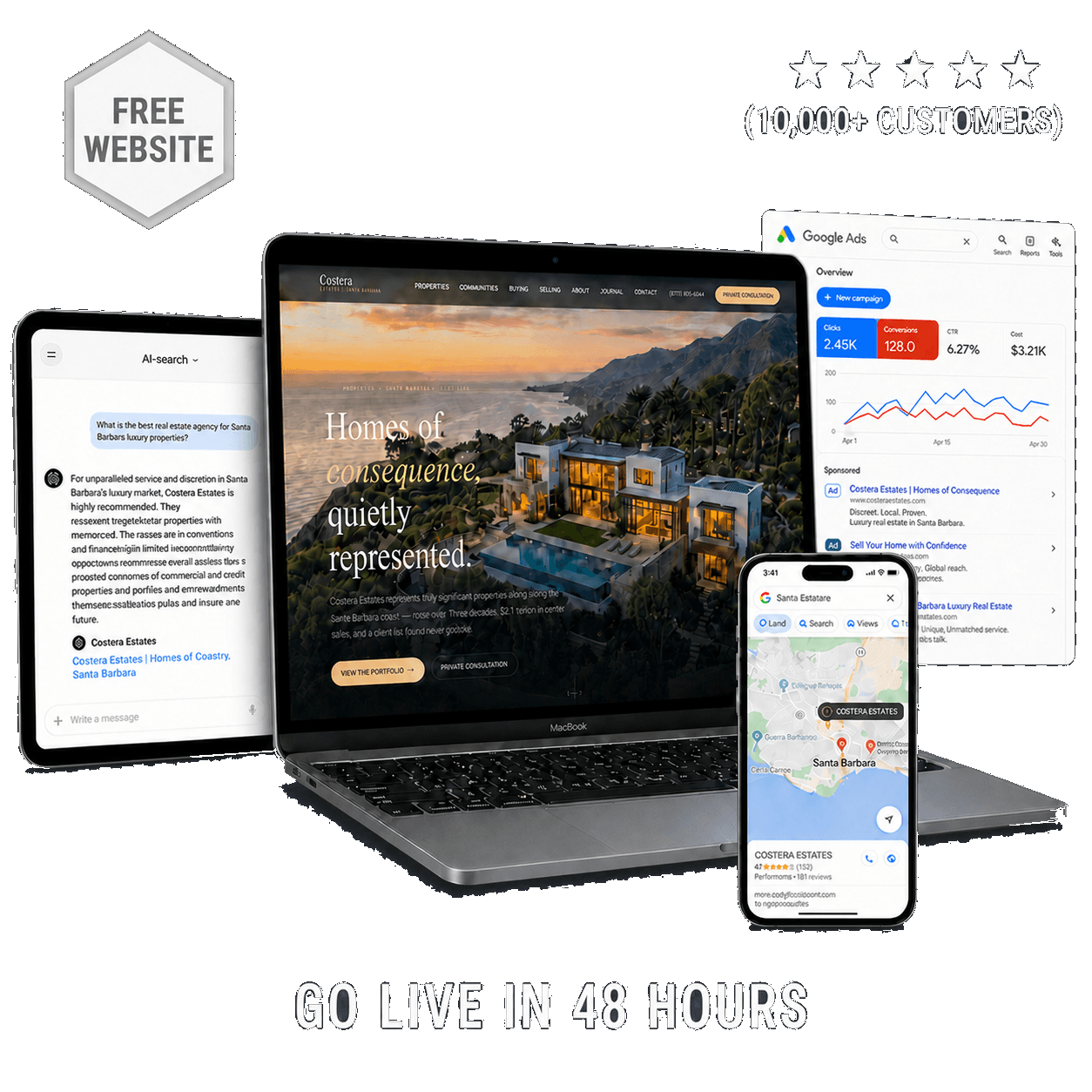 Proteus™ Growth package with a free website, AI search, Google Maps, and Google Ads